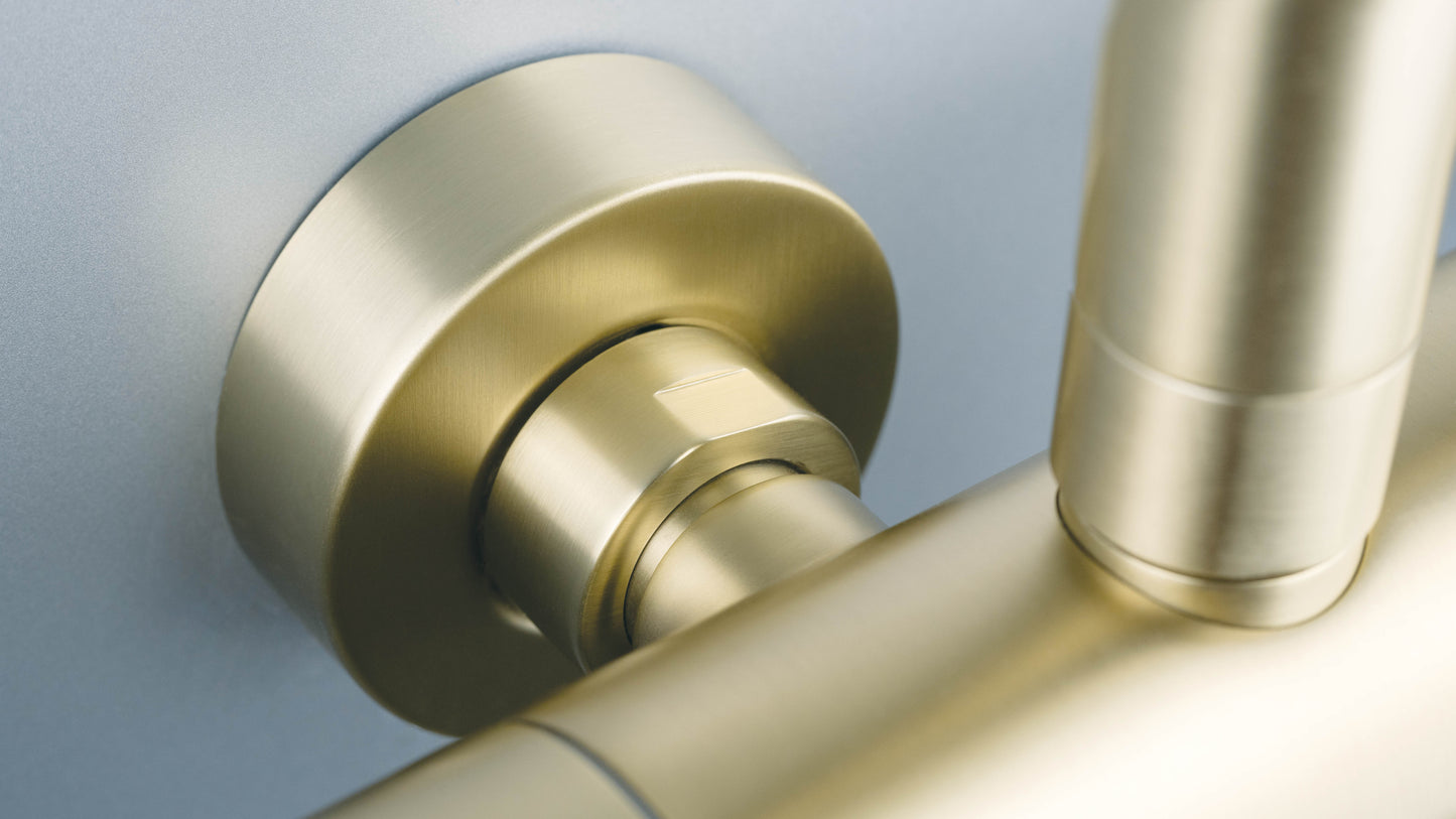 Arnika regendoucheset met thermostaat kraan - Geborsteld goud